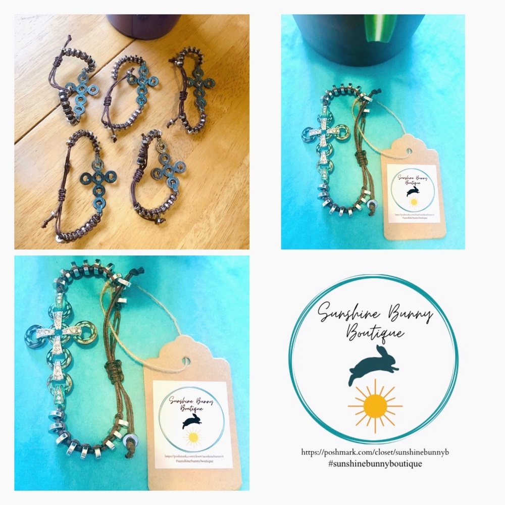 NWT Turquoise Antiqued Metal Cross Bracelet